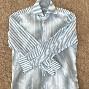 Blue and white striped Cesare Atolini button down